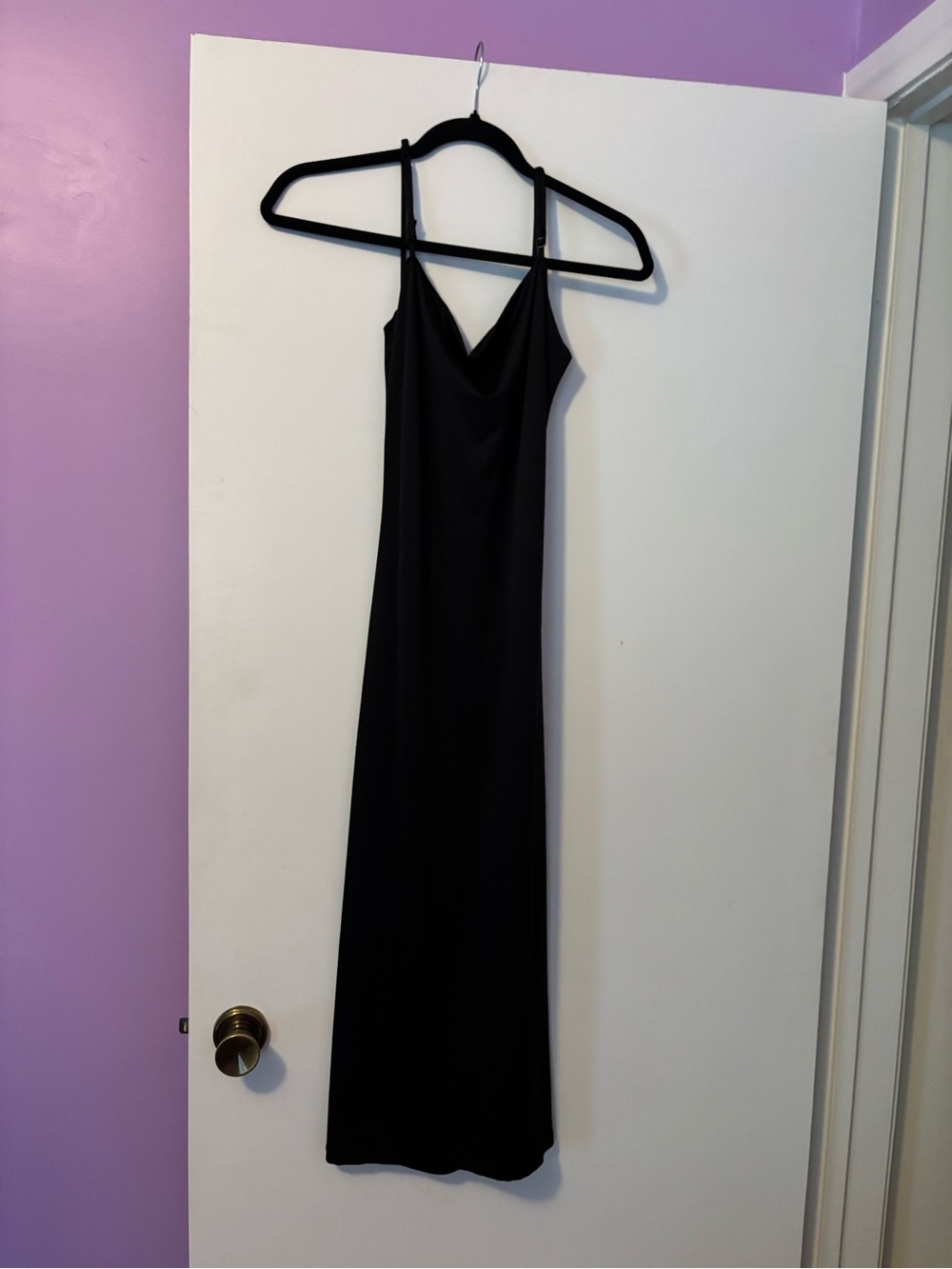 Classic Black Maxi Slip Dress with Cowl Neck